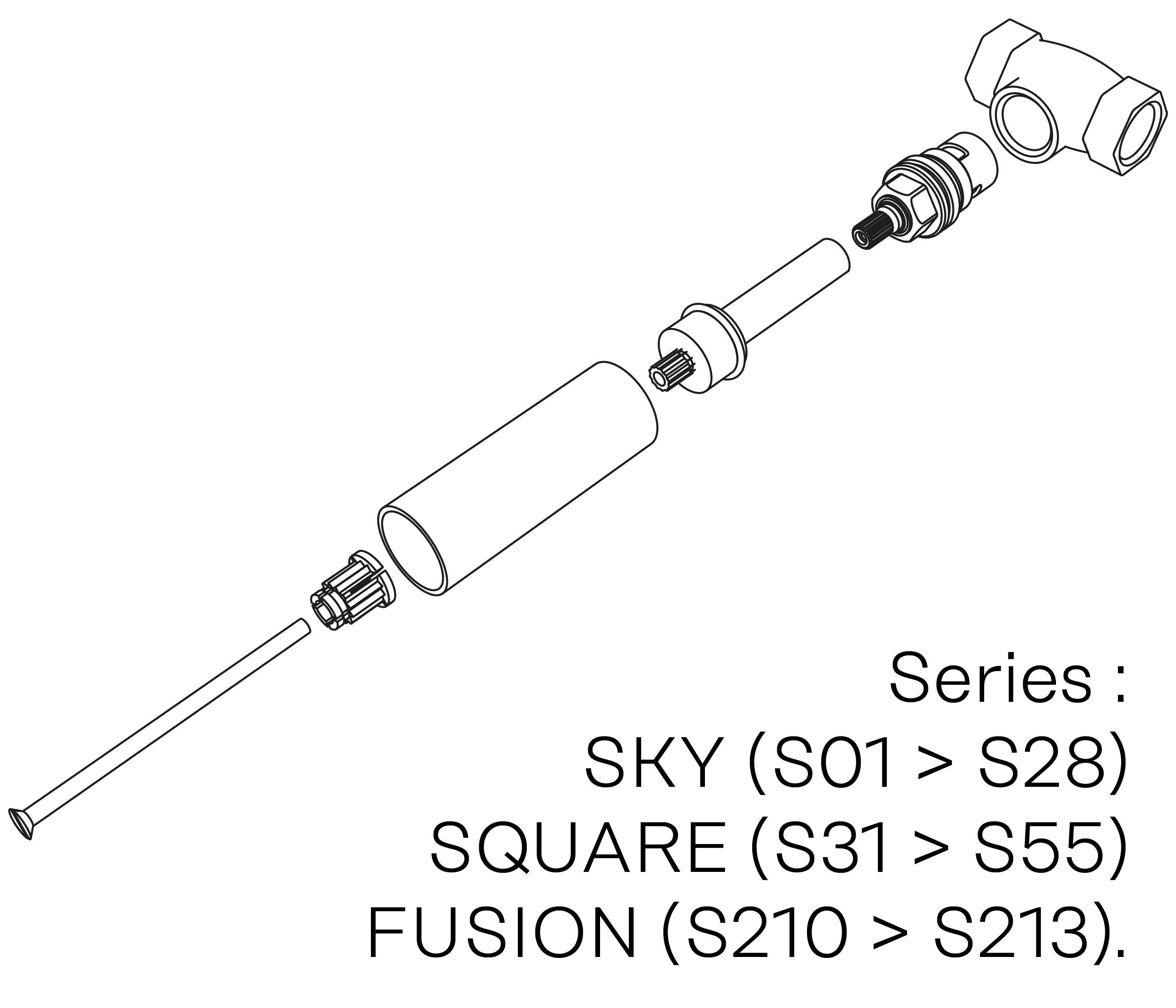 S00-25K28C Kit n°5 pour robinet d’arrêt 1/2 », 1/4 de tour, Droite