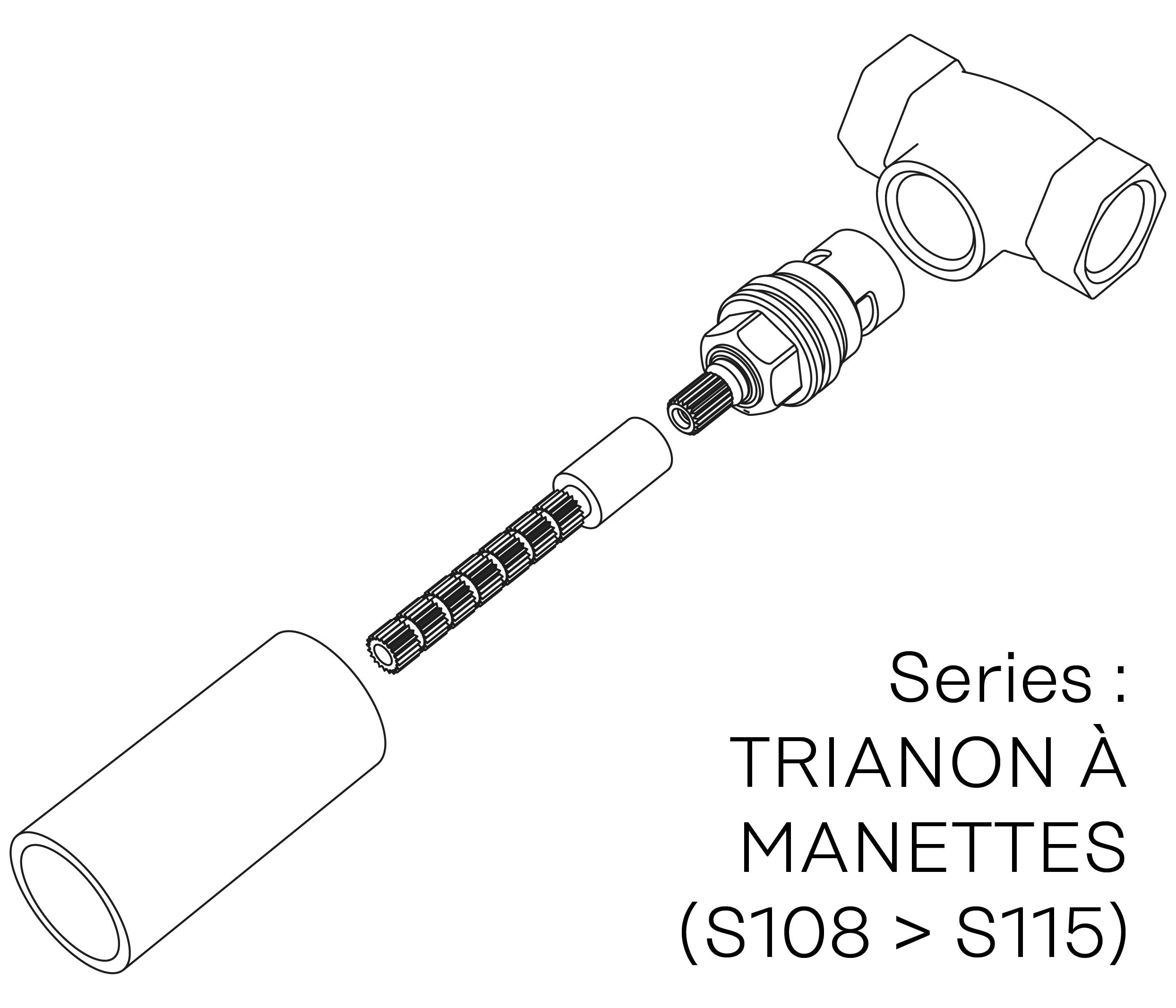 S00-26K28C Kit n°6 pour robinet d’arrêt 1/2 », 1/4 de tour, Droite