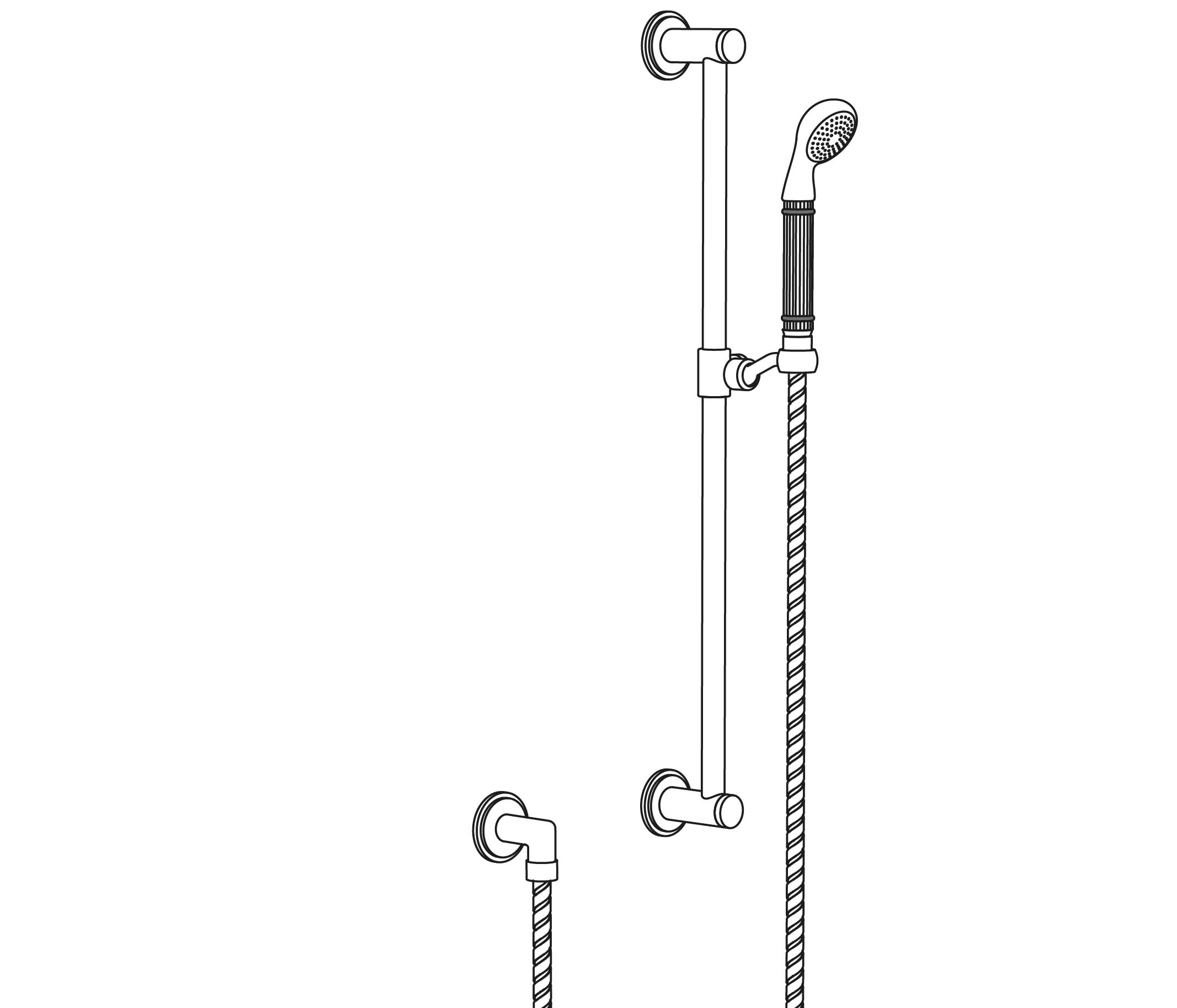 S100-2211V2 Wall shower set on sliding bar, inlays