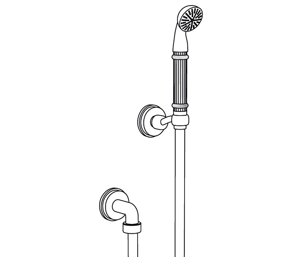 S100-2212V2 Wall shower set on fixed hook, inlays