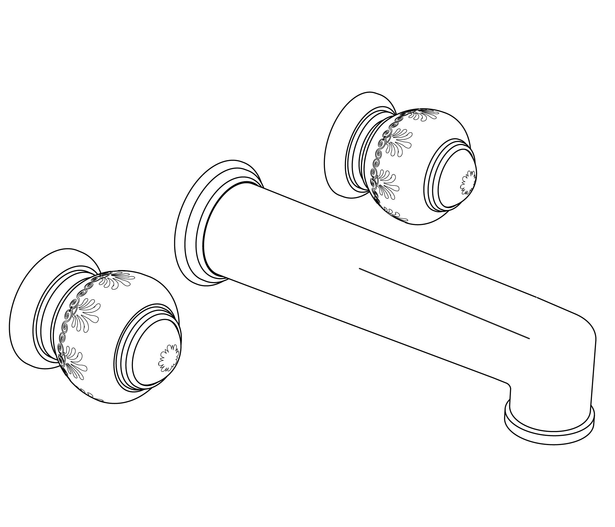 S196-1303 Wall mounted 3-hole basin set