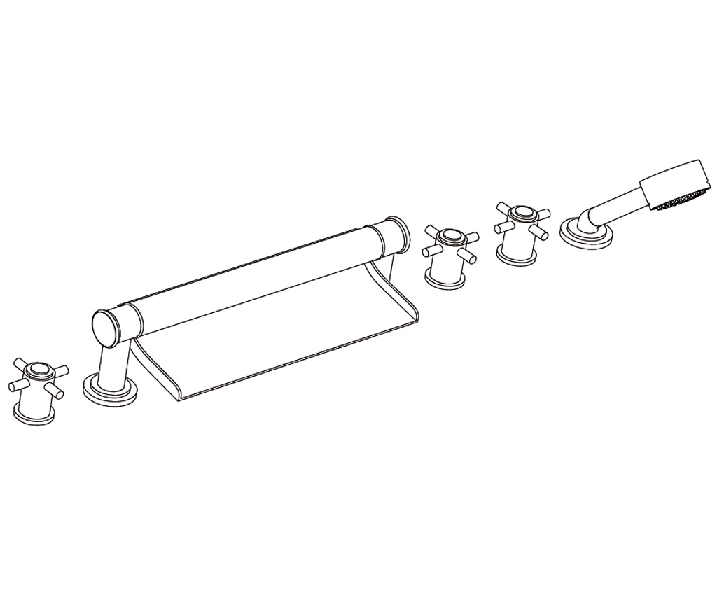 S270-3307 Bain-douche sur gorge 6 trous