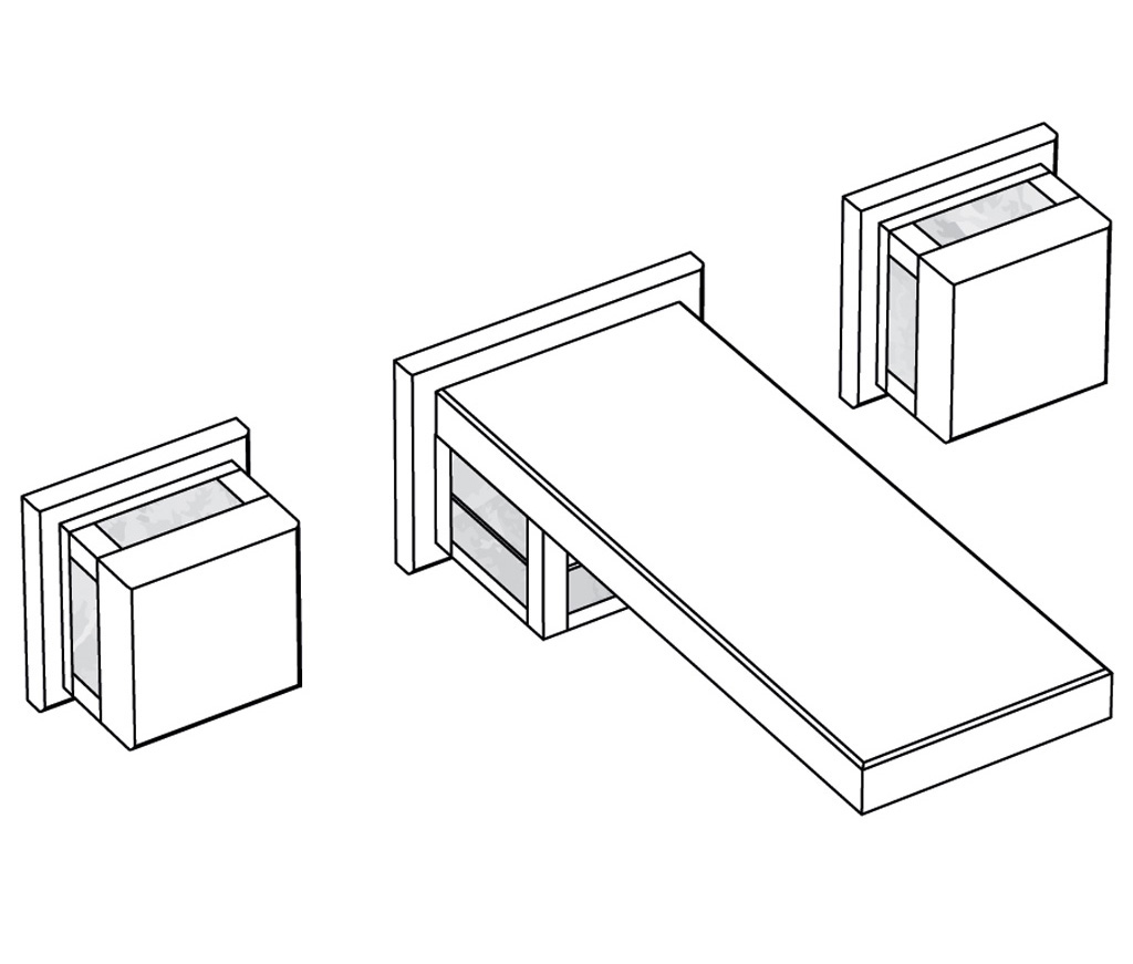 S34-1303 Wall mounted 3-hole basin set