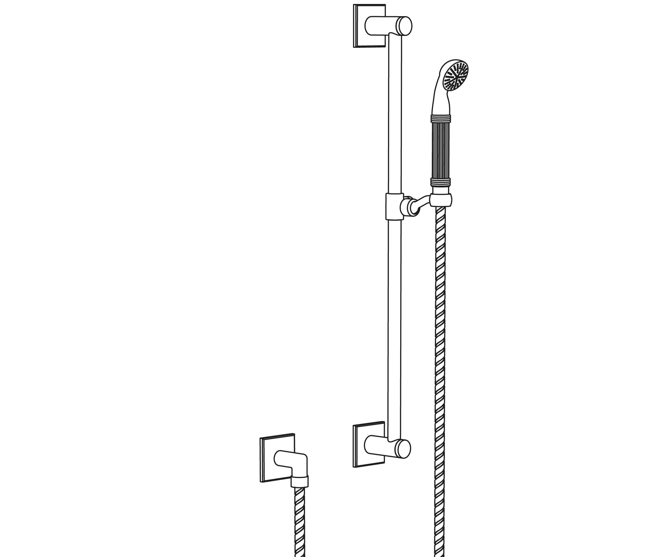 S34-2211V2 Wall shower set on sliding bar, inlays