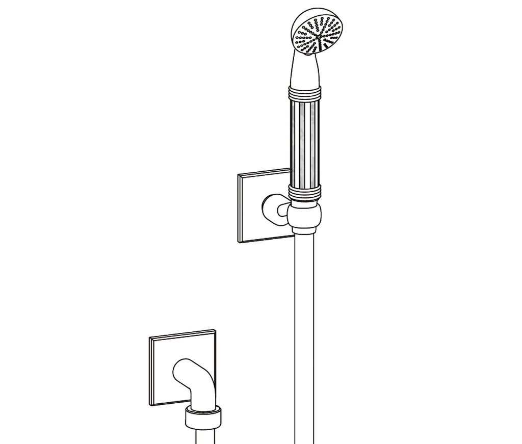S34-2212V2 Wall shower set on fixed hook, inlays