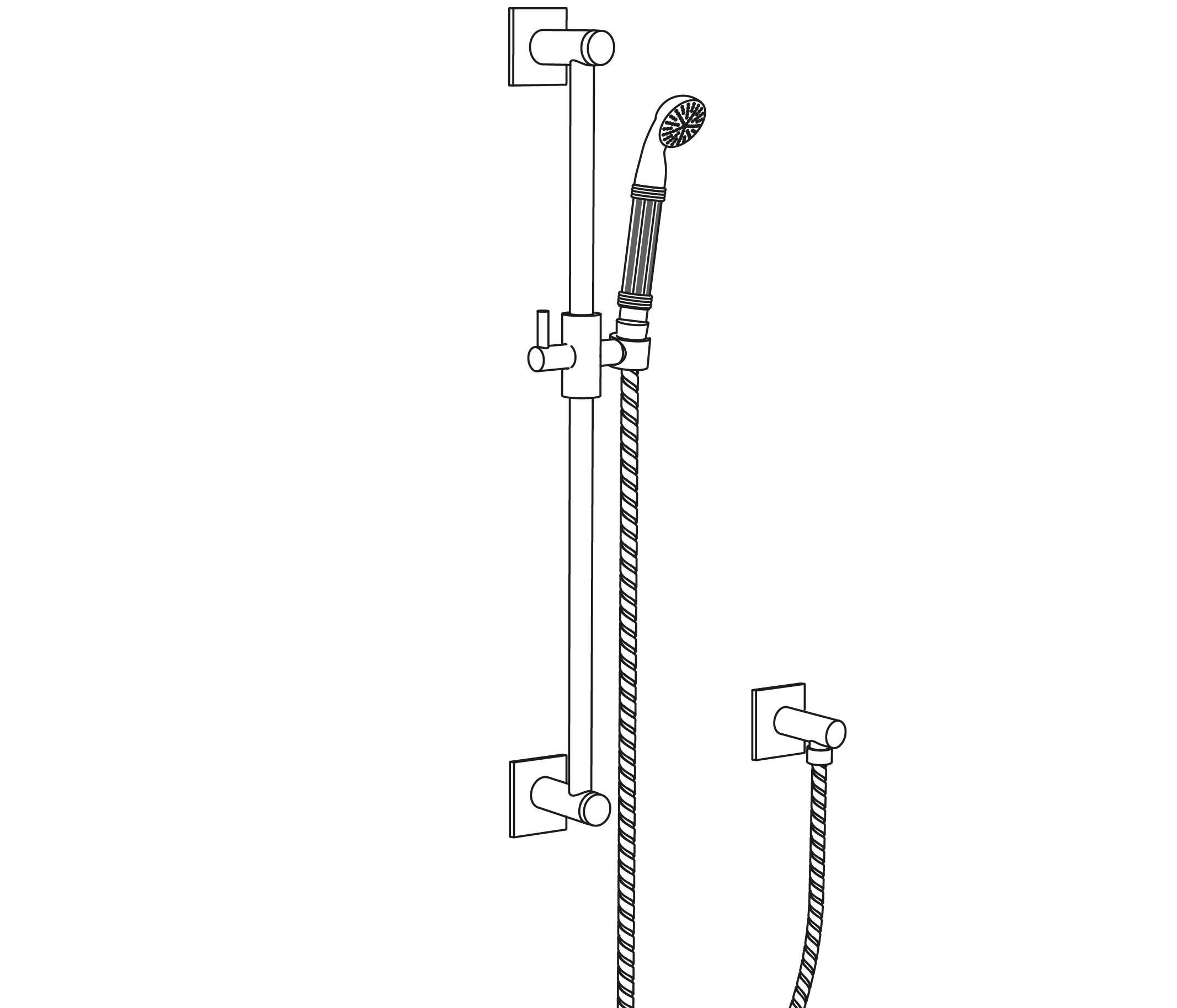 S47-2211V2 Wall shower set on sliding bar, inlays