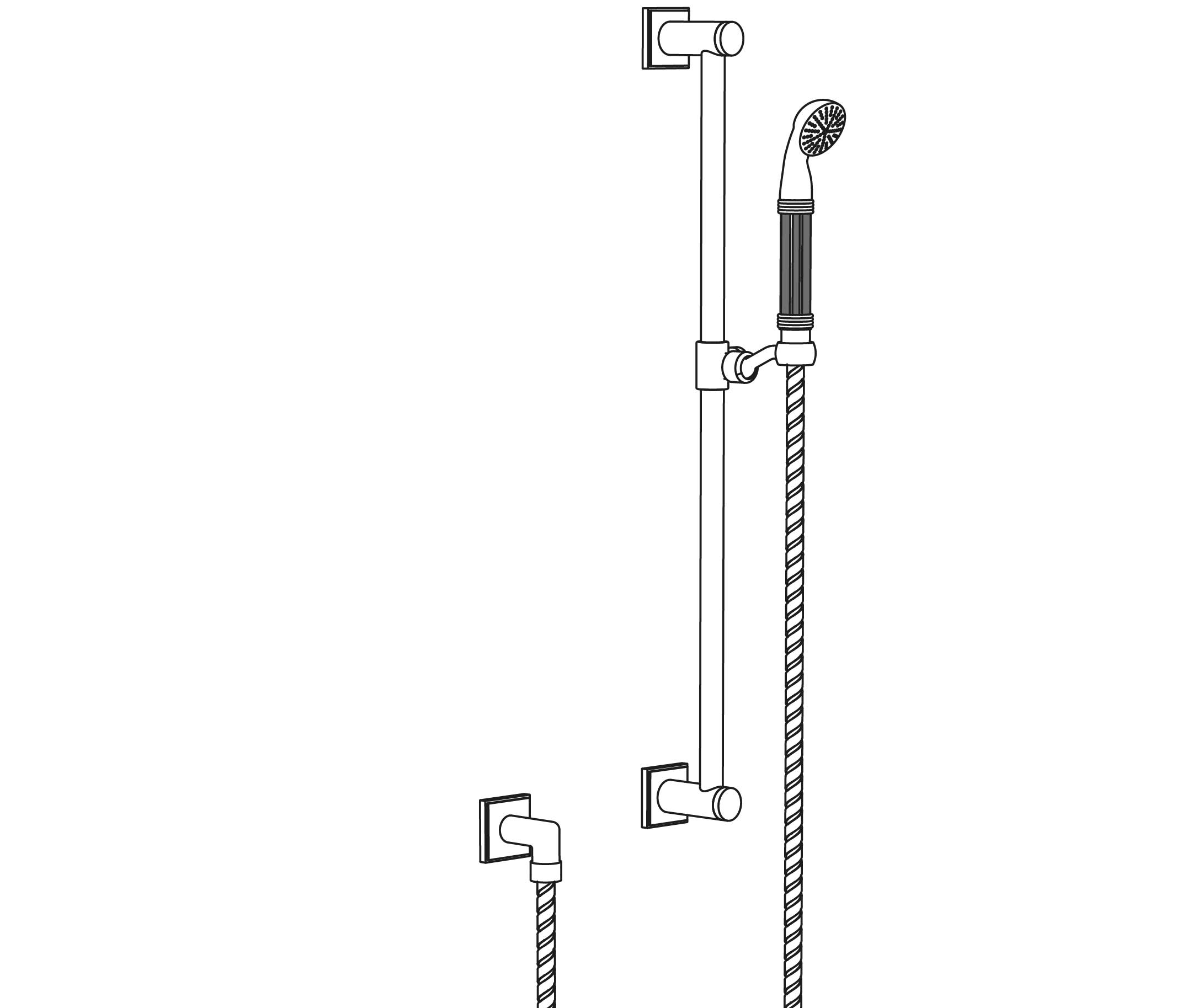 S60-2211V2 Wall shower set on sliding bar, inlays